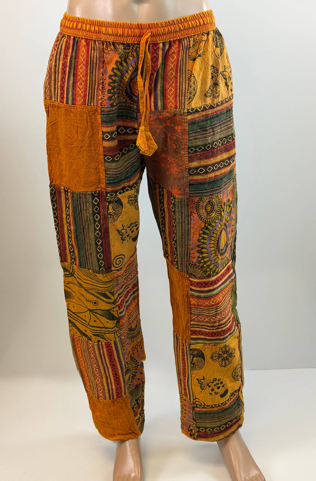 Cotton Handmade Patchwork Boho Everyday Drawstring Pants 