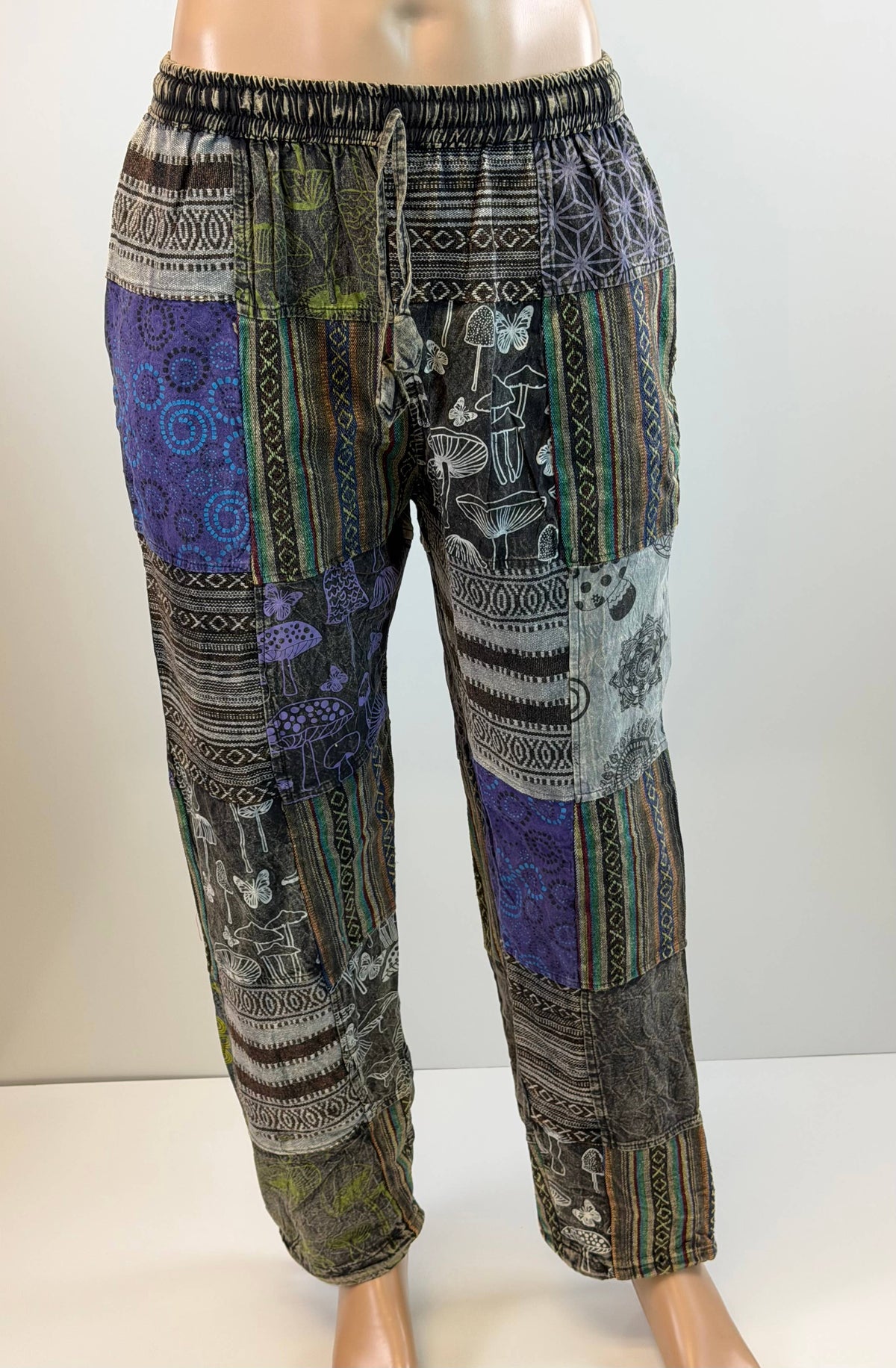 Cotton Handmade Patchwork Boho Everyday Drawstring Pants 