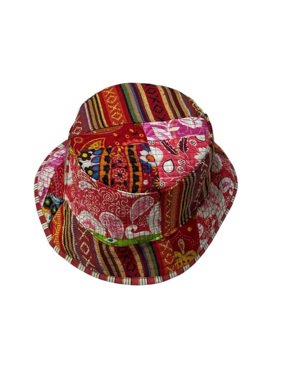 Cotton Patchwork Kantha Stich Quilted Sun Bucket Hat R25972