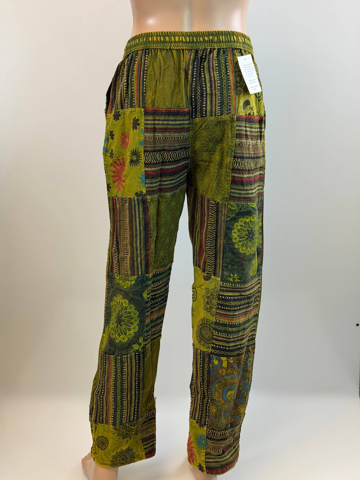 Cotton Handmade Patchwork Boho Everyday Drawstring Pants 