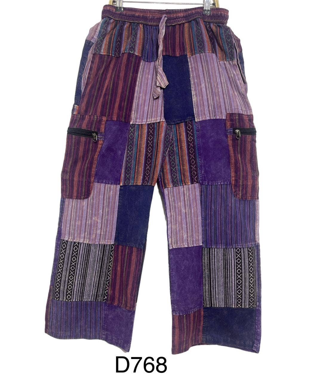 Cotton Ghery Patchwork Stripe Cargo Pant D768