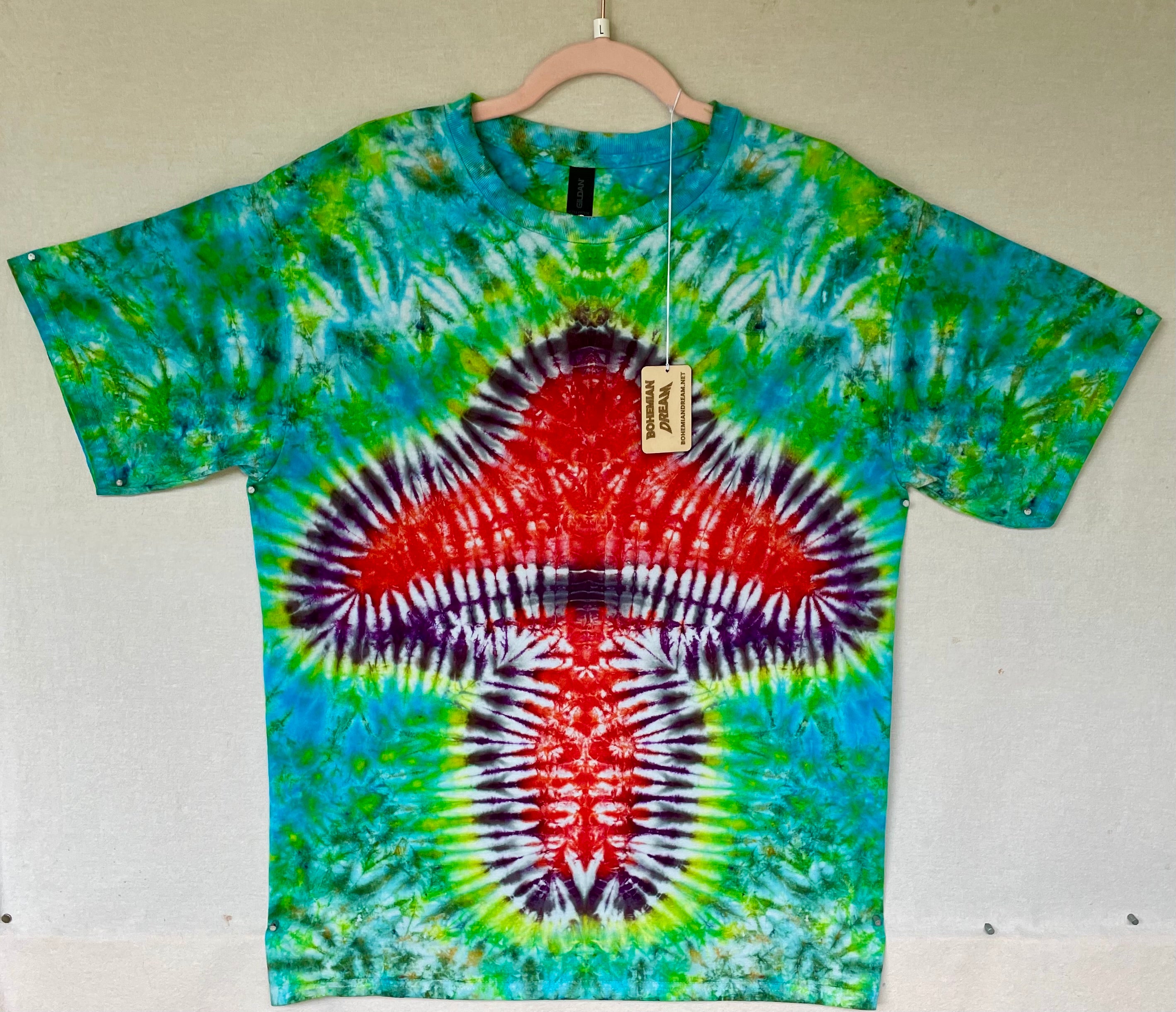 L GILDAN mushroom tie-dye