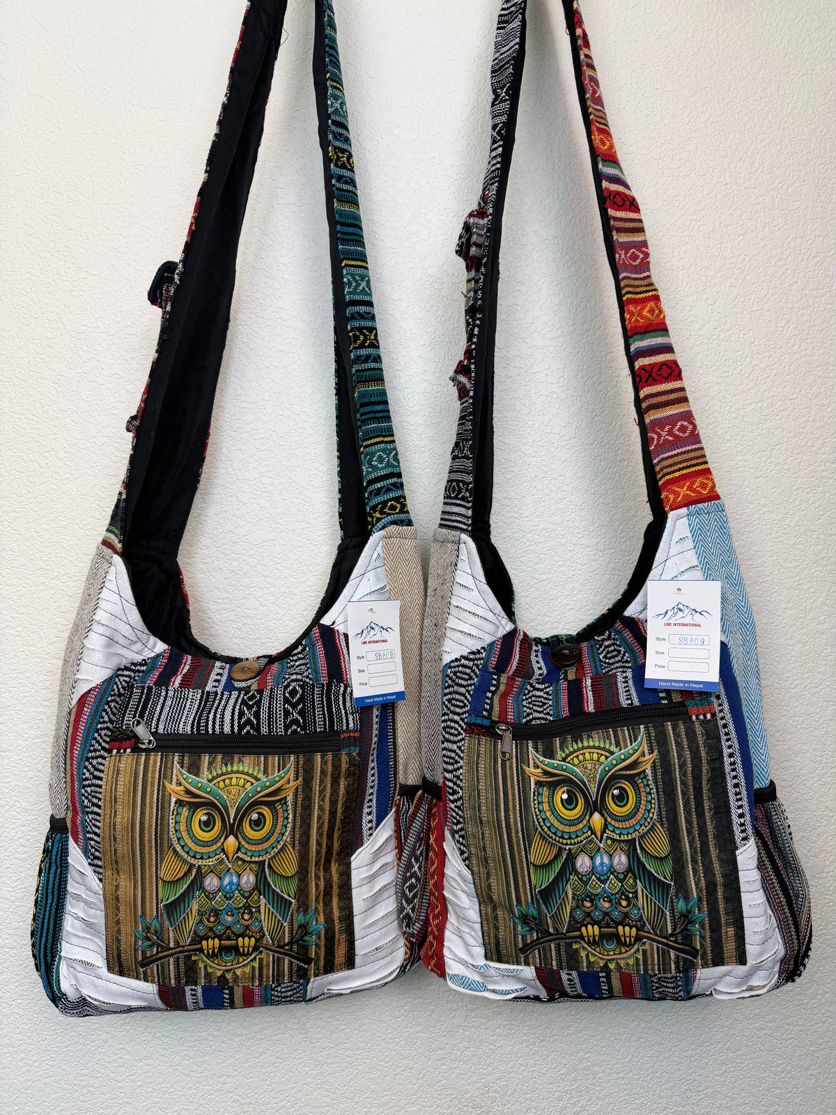Handcrafted Bright Owl Gheri Patchwork Bohemian Bag
